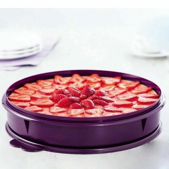 NEW Tupperware Cake & Cupcake Pie Server Taker Round Container in Mango Oran… - Picture 2 of 4